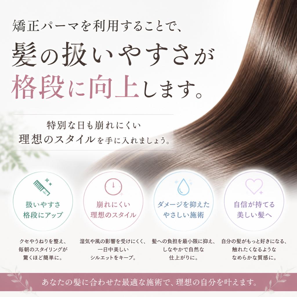 矯正パーマで楽々スタイリング