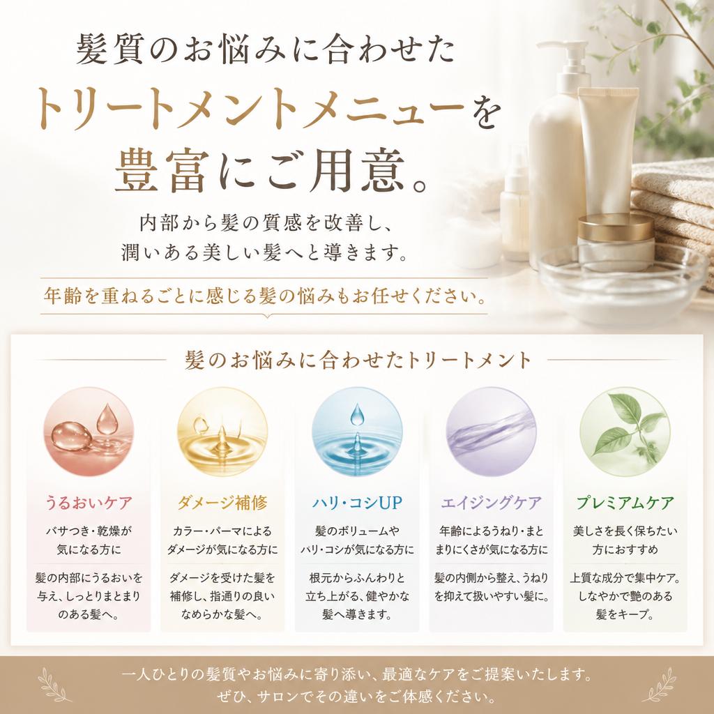 髪質改善に向けたヘアトリートメント